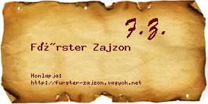 Fürster Zajzon névjegykártya